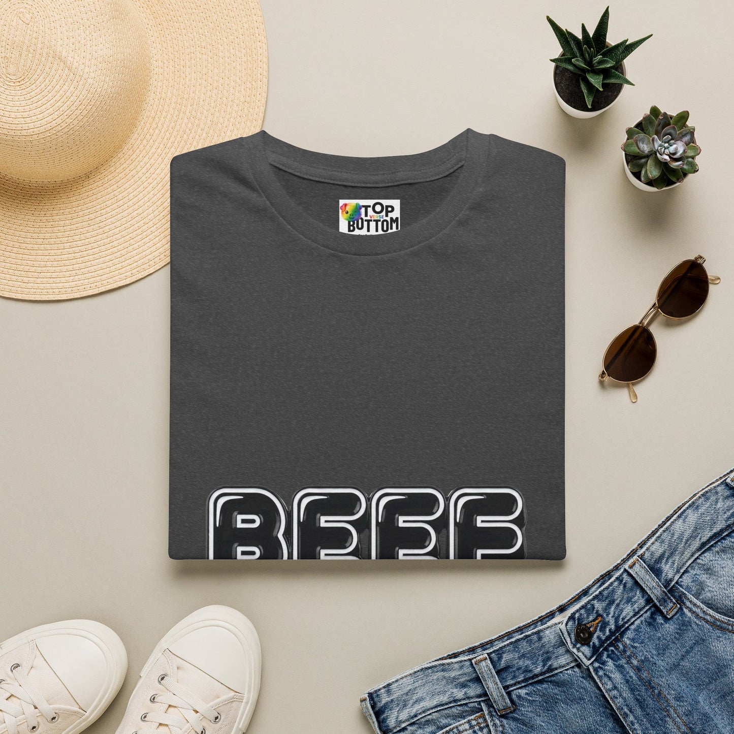 Beef Graphic T-Shirt — Retro Bubble Letter Tee